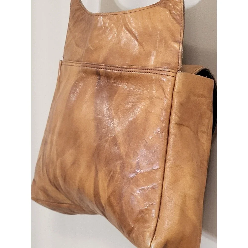 Vintage 70s revival Rustic Brown Leather Saddle Bag Purse Western Boho
